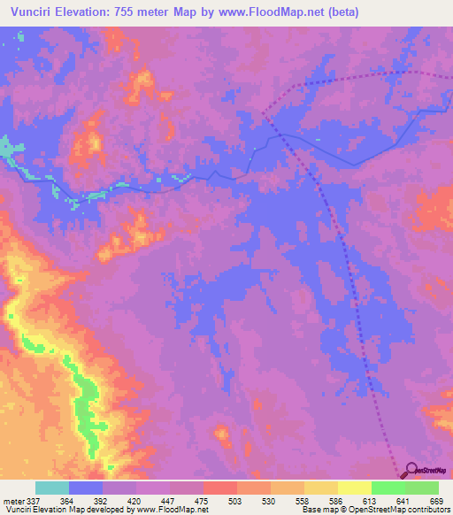 Vunciri,Angola Elevation Map