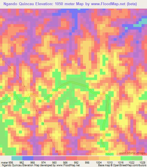 Ngando Quincau,Angola Elevation Map