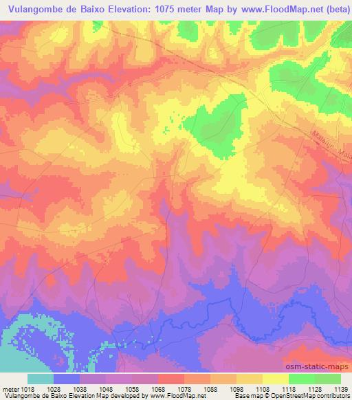 Vulangombe de Baixo,Angola Elevation Map