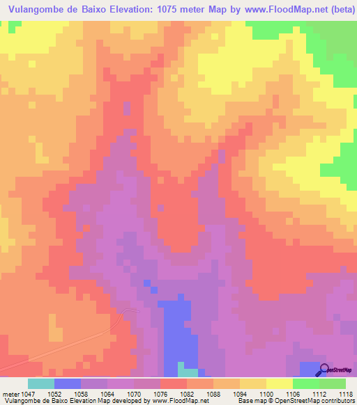 Vulangombe de Baixo,Angola Elevation Map