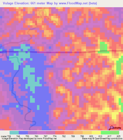Vulage,Angola Elevation Map