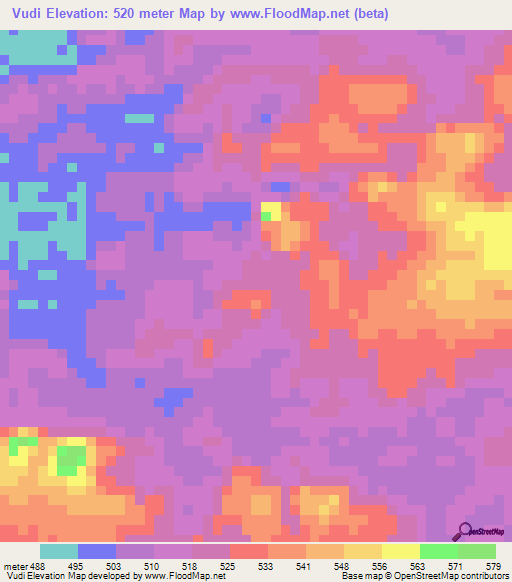 Vudi,Angola Elevation Map