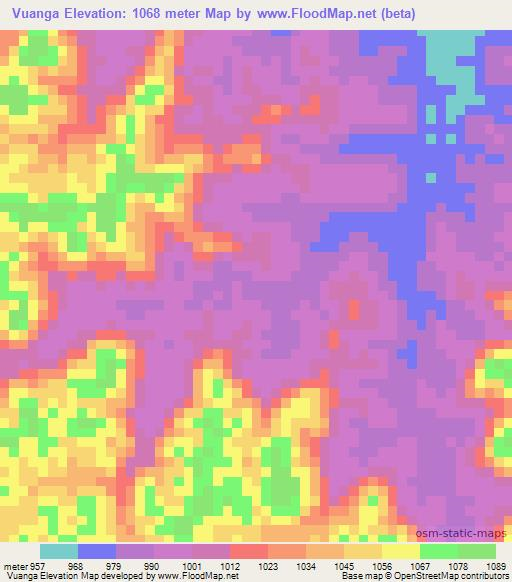 Vuanga,Angola Elevation Map
