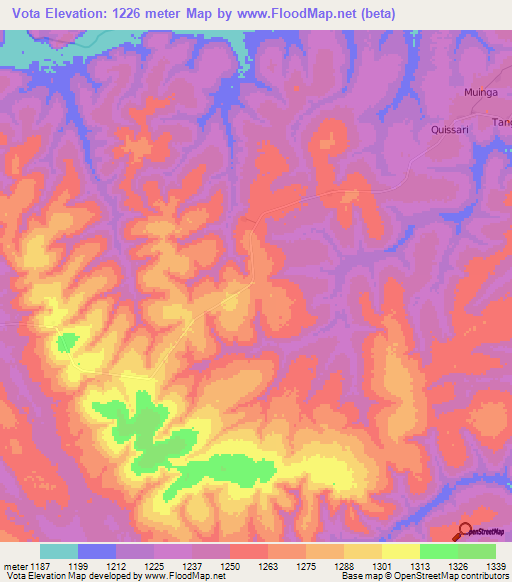 Vota,Angola Elevation Map