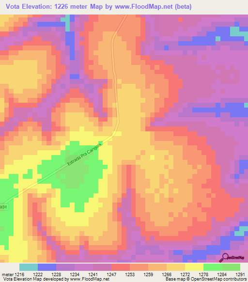 Vota,Angola Elevation Map