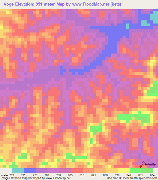 Voge,Angola Elevation Map