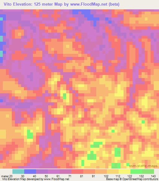 Vito,Angola Elevation Map