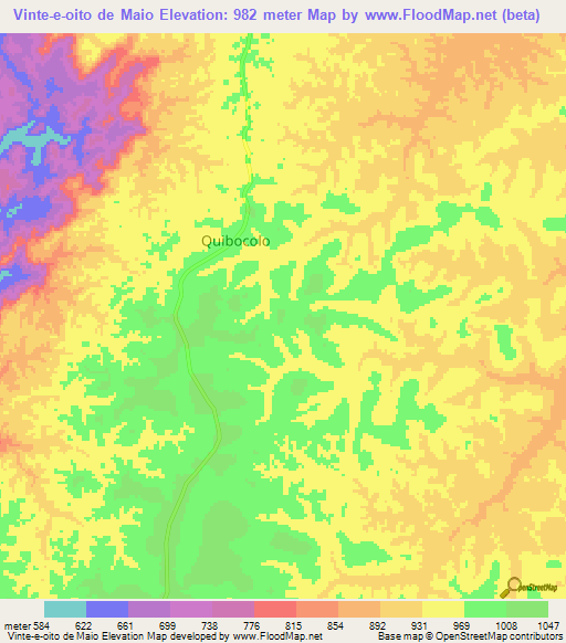Vinte-e-oito de Maio,Angola Elevation Map