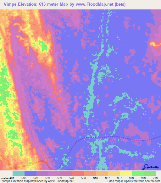 Vimpe,Angola Elevation Map