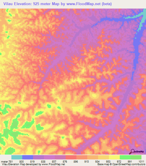 Vilau,Angola Elevation Map