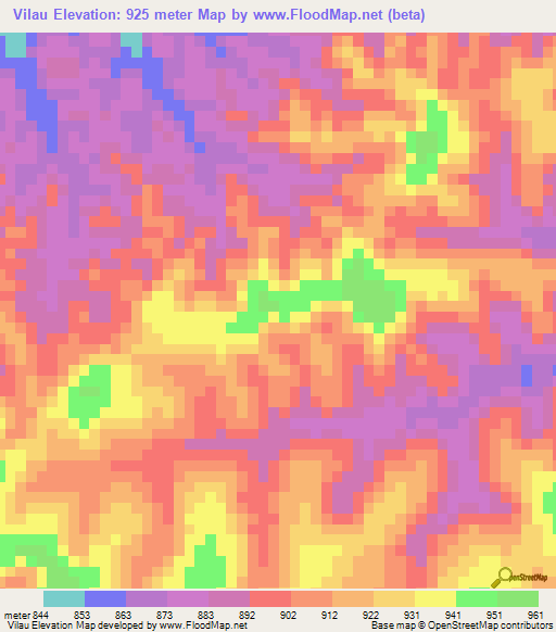 Vilau,Angola Elevation Map