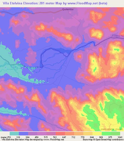 Vila Etelvina,Angola Elevation Map