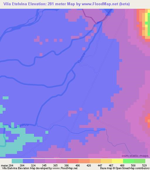Vila Etelvina,Angola Elevation Map