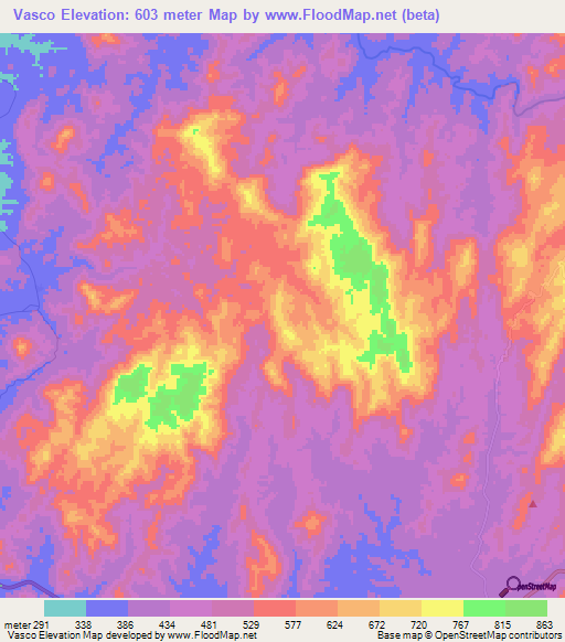 Vasco,Angola Elevation Map