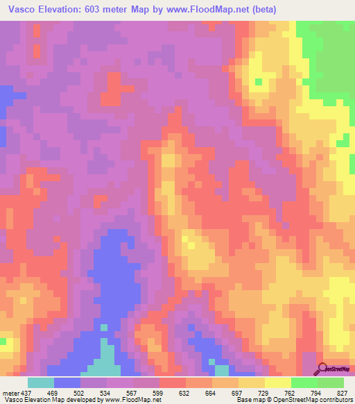 Vasco,Angola Elevation Map