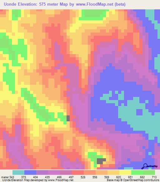 Uonde,Angola Elevation Map
