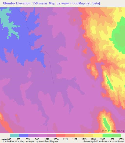 Ulumbo,Angola Elevation Map