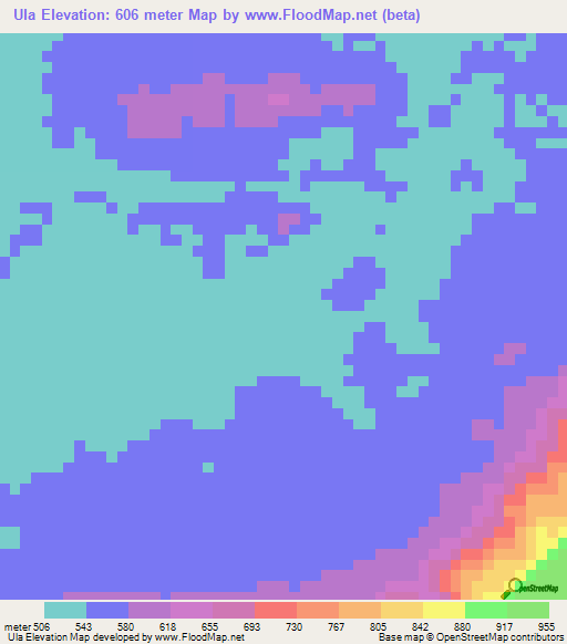 Ula,Angola Elevation Map
