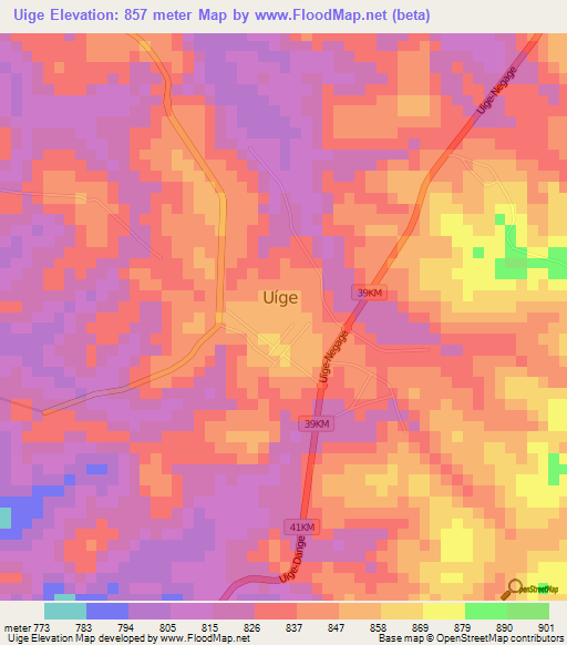 Uige,Angola Elevation Map