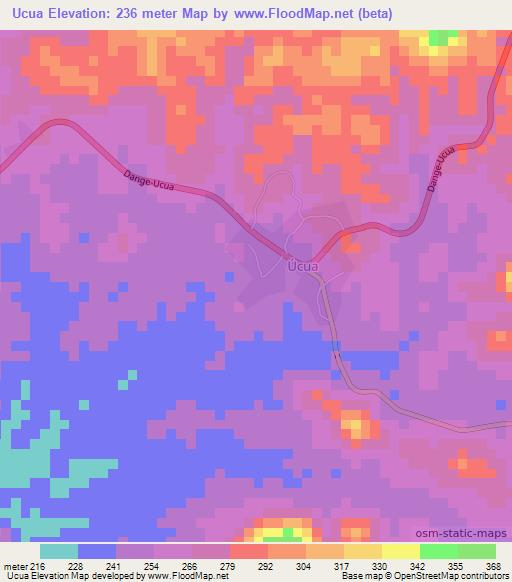Ucua,Angola Elevation Map