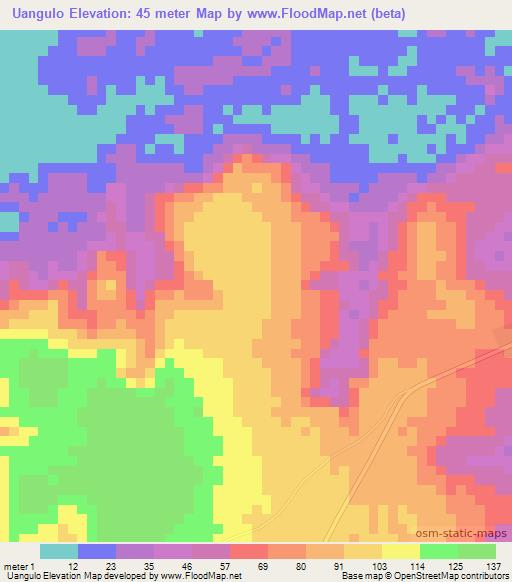 Uangulo,Angola Elevation Map