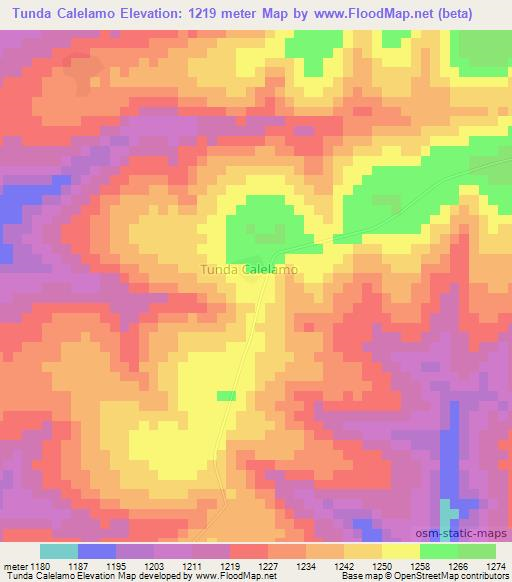 Tunda Calelamo,Angola Elevation Map