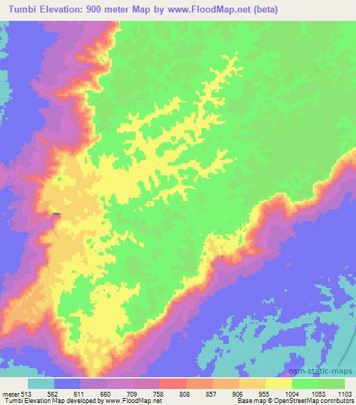 Tumbi,Angola Elevation Map