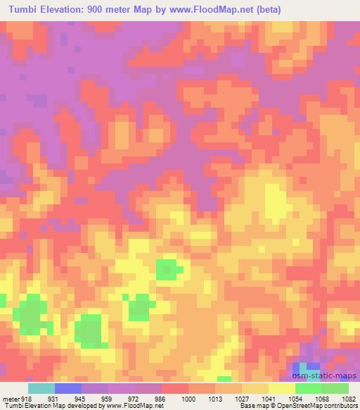 Tumbi,Angola Elevation Map