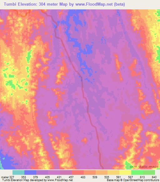 Tumbi,Angola Elevation Map