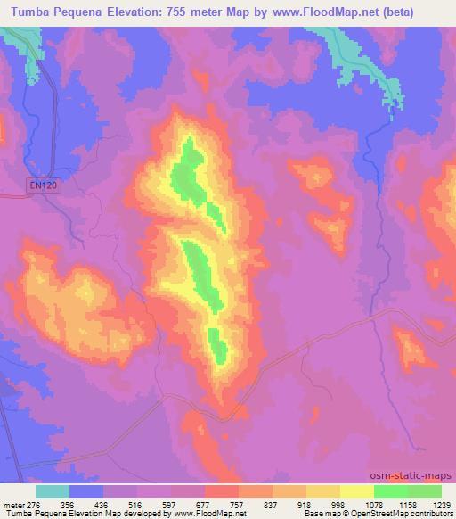 Tumba Pequena,Angola Elevation Map