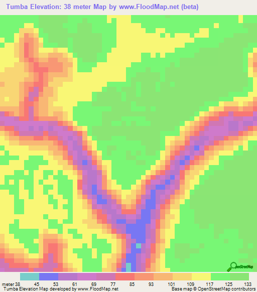 Tumba,Angola Elevation Map