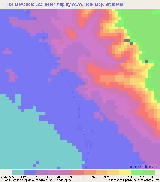 Tuco,Angola Elevation Map
