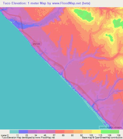 Tuco,Angola Elevation Map