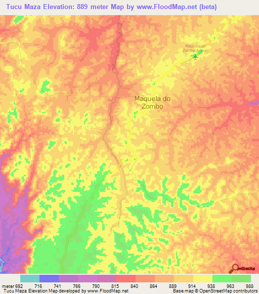 Tucu Maza,Angola Elevation Map