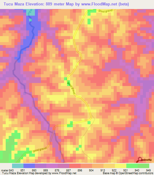 Tucu Maza,Angola Elevation Map