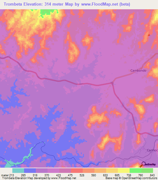 Trombeta,Angola Elevation Map