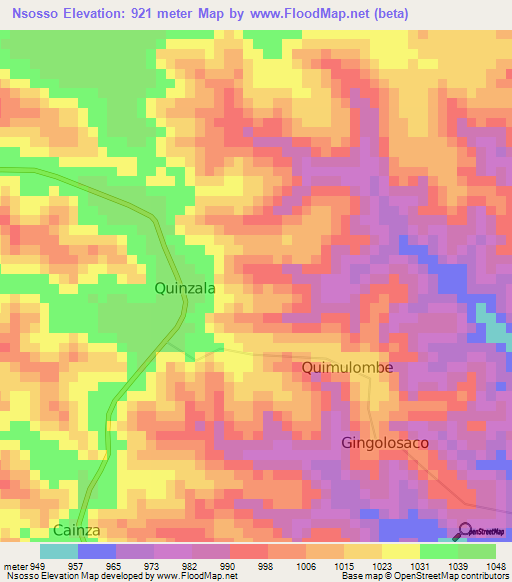 Nsosso,Angola Elevation Map