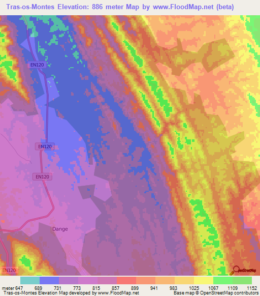 Tras-os-Montes,Angola Elevation Map