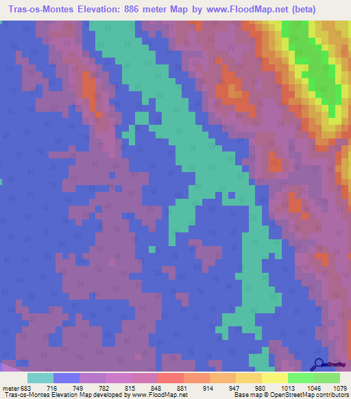 Tras-os-Montes,Angola Elevation Map