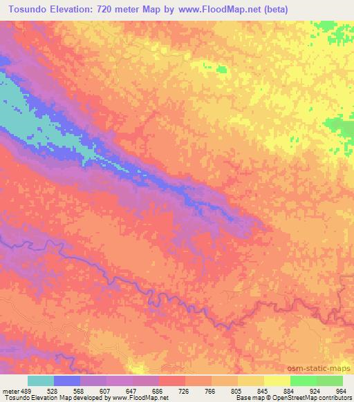 Tosundo,Angola Elevation Map