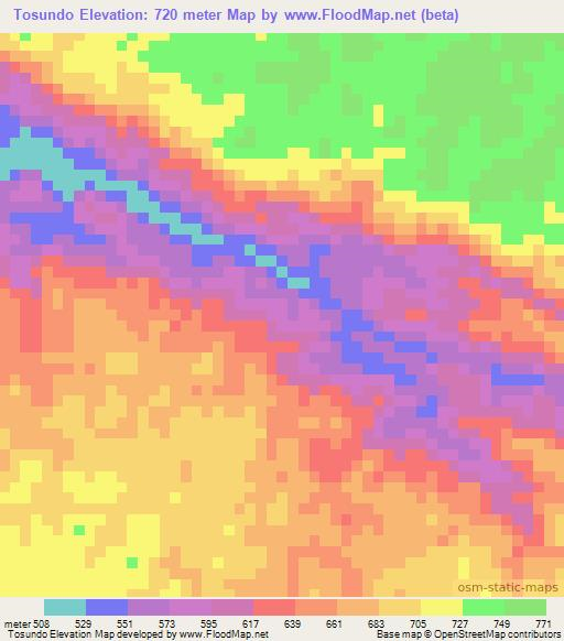 Tosundo,Angola Elevation Map