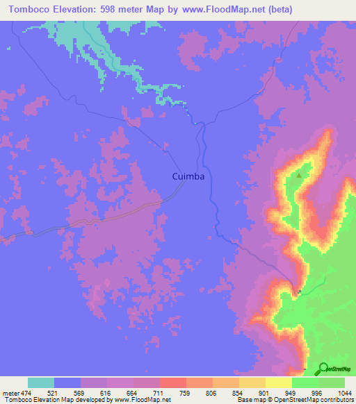 Tomboco,Angola Elevation Map