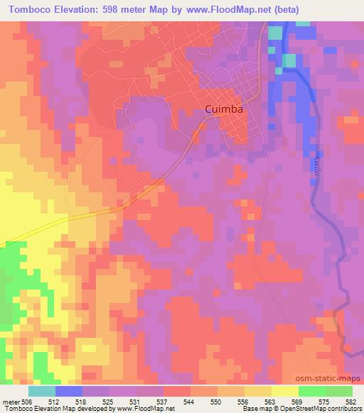 Tomboco,Angola Elevation Map
