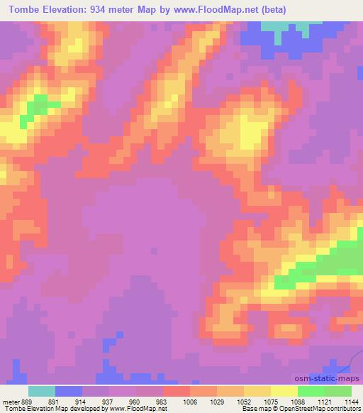 Tombe,Angola Elevation Map