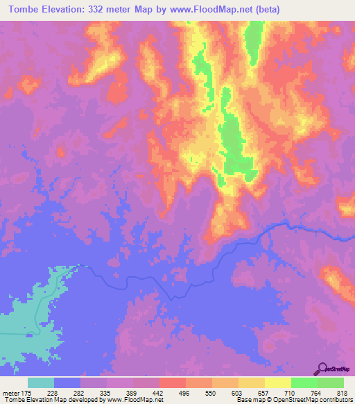 Tombe,Angola Elevation Map