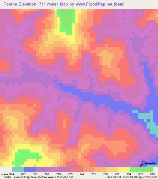 Tombe,Angola Elevation Map