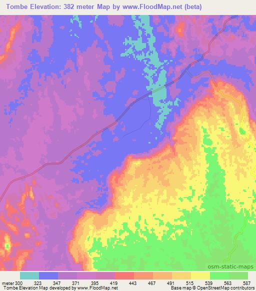 Tombe,Angola Elevation Map