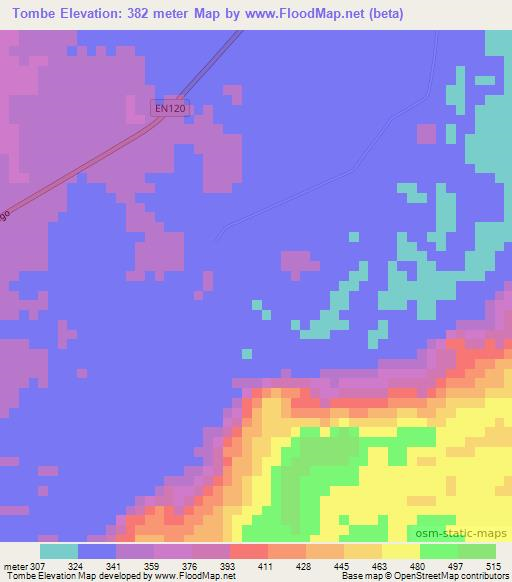 Tombe,Angola Elevation Map