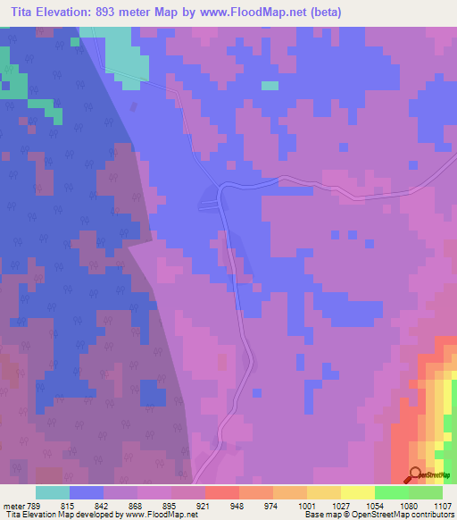 Tita,Angola Elevation Map