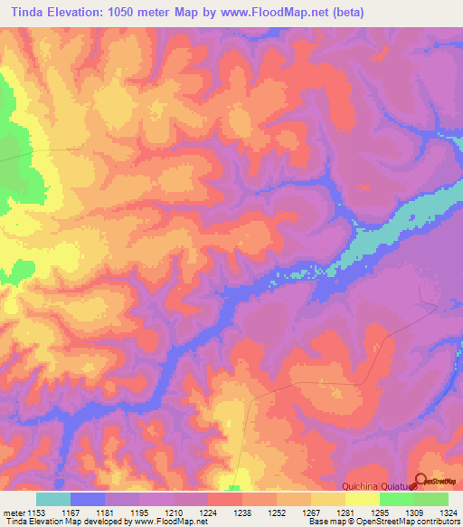 Tinda,Angola Elevation Map